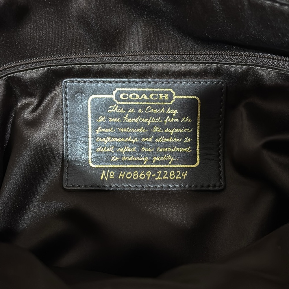 Coach Brown and Cream Signature Shoulder Large Bag - Picture 10 of 13